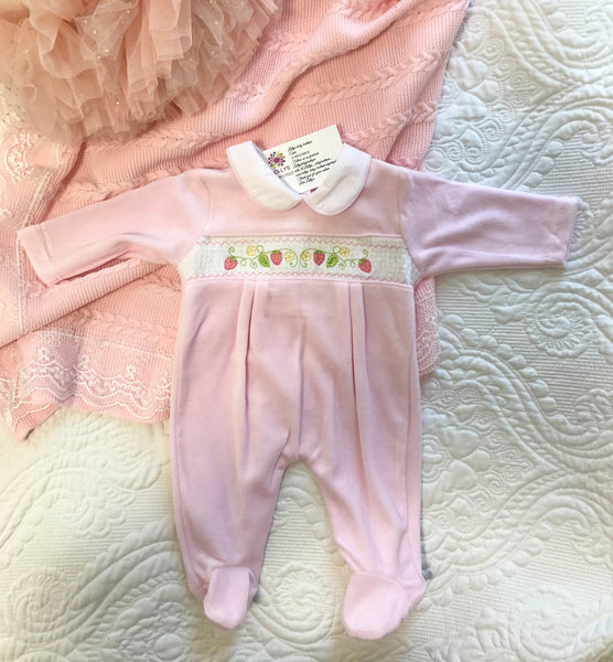 Baby girls strawberry smocking