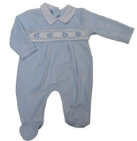 Baby boys smocked rocking horse babygrow