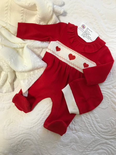 Baby girls smocking frilled collared babygrow small fitting