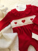 Baby girls smocking frilled collared babygrow small fitting