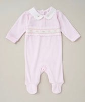 Baby girls valour smocked collared babygrow