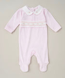 Baby girls valour smocked collared babygrow