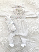 Baby girls new season magnolia hospital set babygrow blanket and headband set