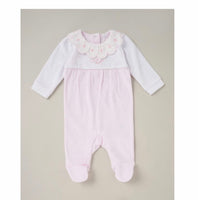 Baby girls frilly collared babygrow