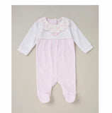 Baby girls frilly collared babygrow