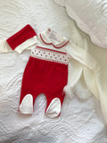Baby boys collared smocked babygrow small fit Valentine’s Day