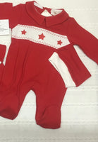 Baby boys smocked collared babygrow small fit