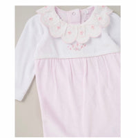 Baby girls frilly collared babygrow
