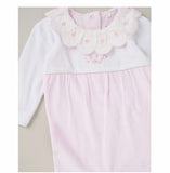 Baby girls frilly collared babygrow