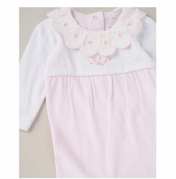 Baby girls frilly collared babygrow
