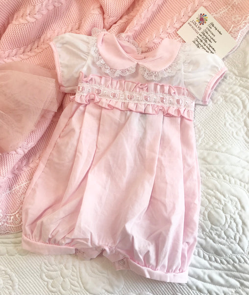 Baby girls pink slotted romper