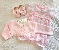 Baby girls pink slotted romper