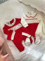Baby boys collared smocked babygrow small fit Valentine’s Day