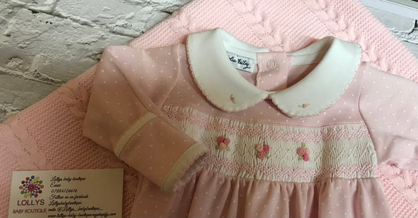 Baby girls magnolia spotted babygrow
