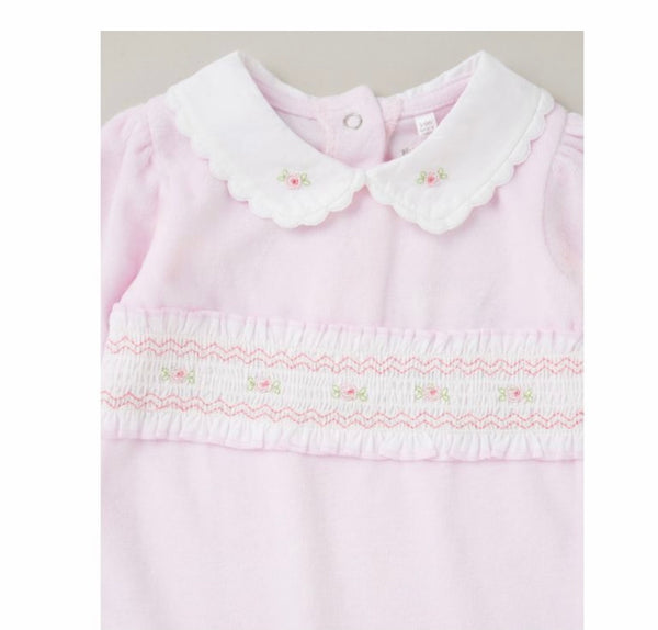 Baby girls valour smocked collared babygrow