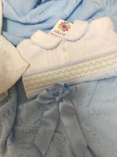 Baby boys smocked collared babygrow