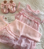 Baby girls pink slotted romper