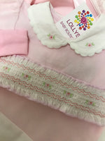 Baby girls valour smocked collared babygrow