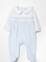 Baby boys smocked collared babygrow