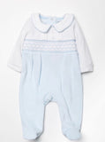 Baby boys smocked collared babygrow