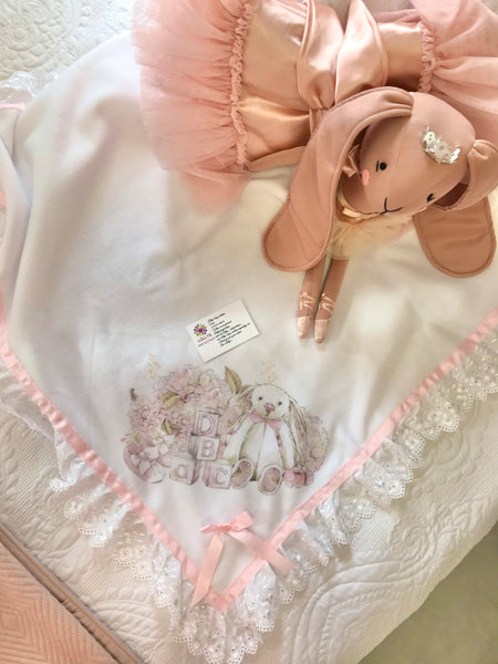 Baby girls A B C D Bunny blanket