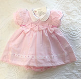 Baby girls smocked bow dress knickers and headband set