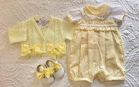 Baby girls lemon slotted romper