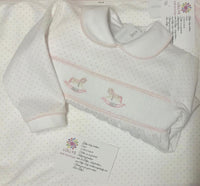 Baby girls smocked rocking horse mini la mode