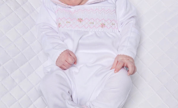 Baby girls smock babygrow and hat set Magnolia