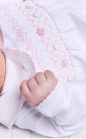 Baby girls smock babygrow and hat set Magnolia