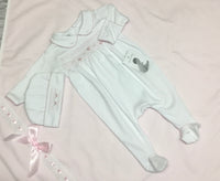 Baby girls smock babygrow and hat set Magnolia