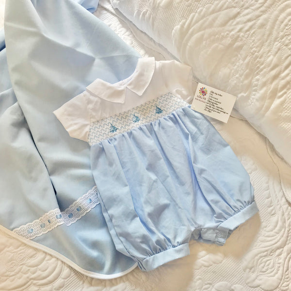 Baby boys sail boat romper