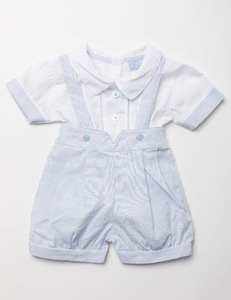 Baby boys rock a bye stripe dungaree set