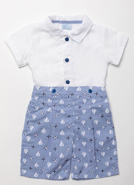 Baby boys shirt and sailboat shorts set
