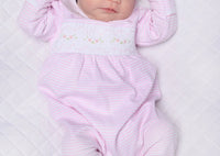 Baby girls Magnolia Candy strip smocked babygrow and bib set