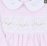 Baby girls Magnolia Candy strip smocked babygrow and bib set