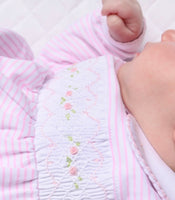 Baby girls Magnolia Candy strip smocked babygrow and bib set