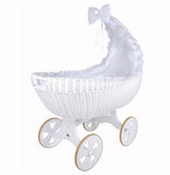 Large white wicker crib . 