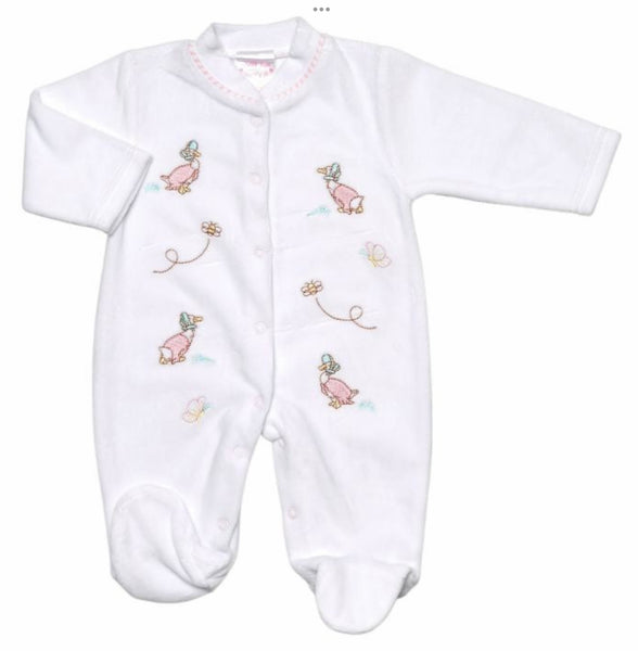 Baby girls mummy duck pink embroidered ducks and edging