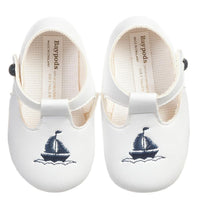 Baby boys soft sole shoes - white and navy