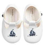 Baby boys soft sole shoes - white and navy