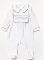 Baby boys embroidered white diamond bib