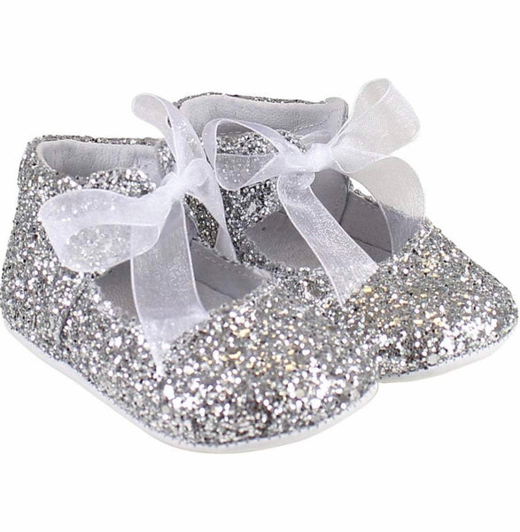 Baby girls . Silver glitter shoes.