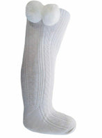 Baby boys baby girls White Pom Pom socks