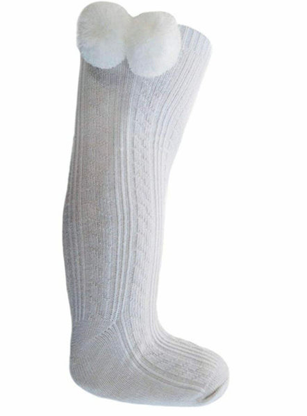 Baby boys baby girls White Pom Pom socks