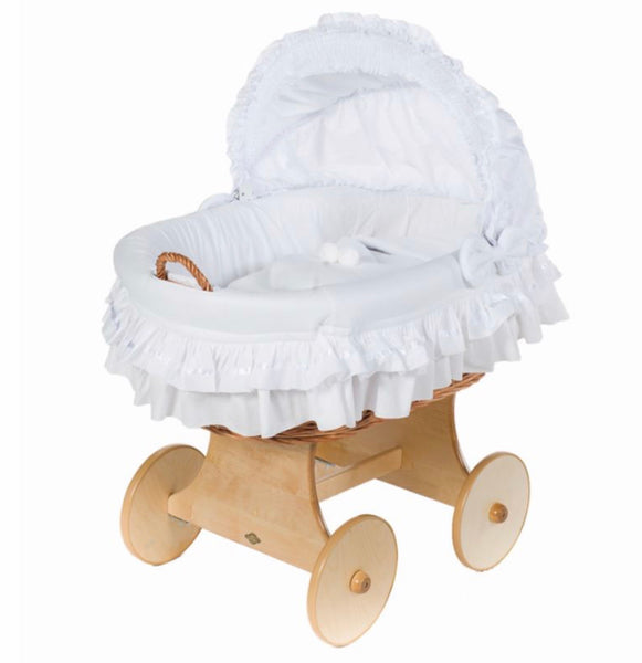 Luno uno white snuggle pod bumper mattress and hood cot