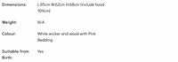Lulu due . White basket. White snuggle pod bumper mattress and hood cot