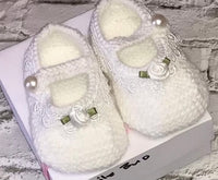 Baby girls Tinker bell slippers lace and rosebud pearl button