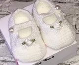 Baby girls Tinker bell slippers lace and rosebud pearl button