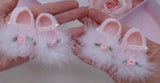 Baby girls Tinkerbell slippers fluff and rosebud pearl button